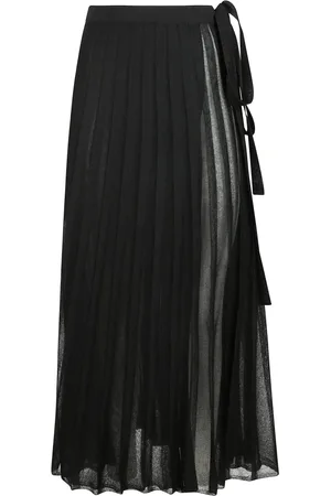 REMAIN Birger Christensen Nederdel, Dame, Sort, XS, Plisseret omslagsskørt med elastisk talje