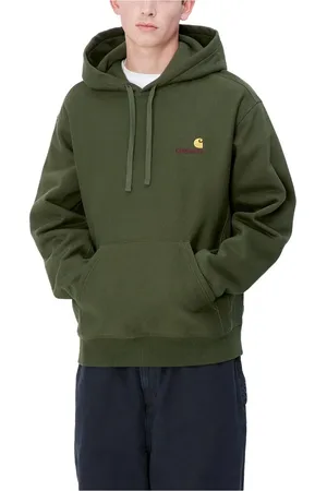 Carhartt Sweathshirts & Hoodies, Herre, Grøn, S, Bomuld, Amerikansk Script Hættetrøje Tarragon