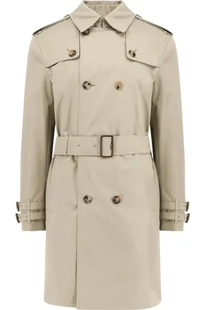 Burberry Frakke, Herre, Grøn, M, Bomuld, Madras Bomuld Trenchcoat