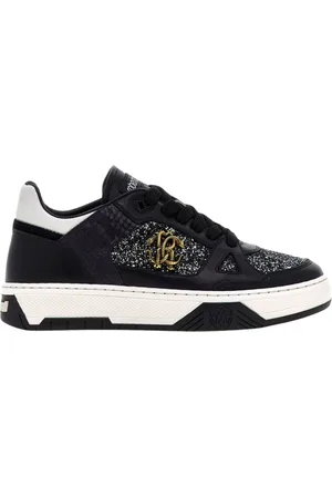 Roberto Cavalli Sko, Dame, Sort, 37 EU, Læder, Sorte lave sneakers til kvinder Italien