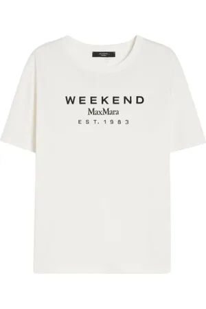 Max Mara Top, Dame, Hvid, S, Bomuld, Legende Bomuld T-shirt med Print