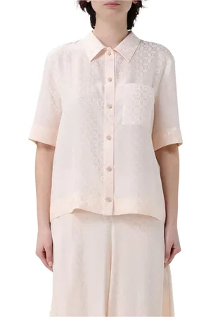 Fendi Bluser & Skjorter, Dame, , 2XS, Silkeskjorte med FF Logo Mønster