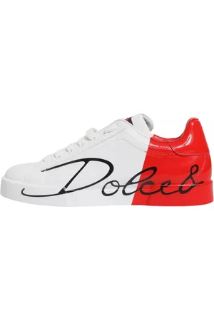 Dolce & Gabbana Sko, Herre, Hvid, 42 EU, Hvide Røde Portofino Lave Top Sneakers