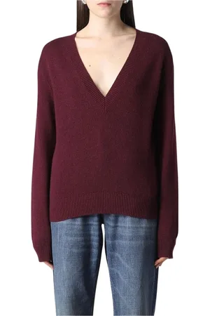 Bottega Veneta Strik, Dame, Rød, L, Cashmere, Luksuriøs Rød V-hals Striktrøje