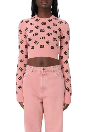 Dolce & Gabbana Strik, Dame, Lyserød, M, Logo Mønster Strik Trøje