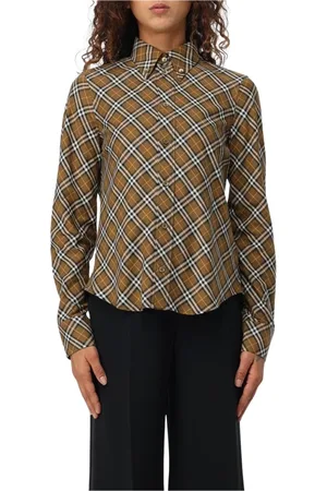 Burberry Bluser & Skjorter, Dame, Brun, XS, Ternet silkeskjorte, Elegant brun stil