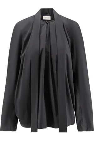 LEMAIRE Bluser & Skjorter, Dame, Sort, XS, Bomuld, Brun Skjorte Raglanærme Bomuld Bue Detalje