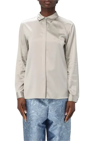 Emporio Armani Bluser & Skjorter, Dame, Grå, M, Klassisk Silkebluse Elegant Stil