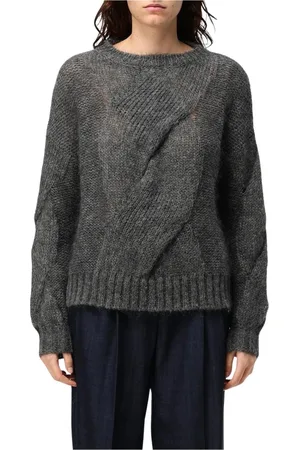 Dondup Strik, Dame, Grå, 2XS, Kabelstrik Mohair Sweater