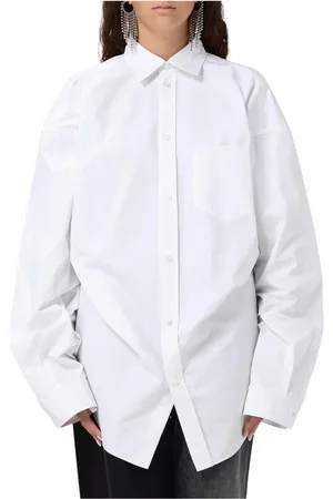Balenciaga Bluser & Skjorter, Dame, Hvid, 2XS, Bomuld, Hvid Poplin Skjorte Elegant Stil