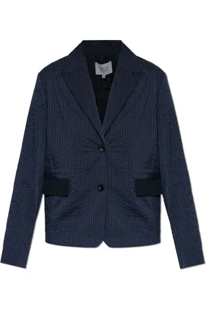 Maison Kitsuné Jakke, Dame, Blå, L, Bomuld, Blazer med stribemønster
