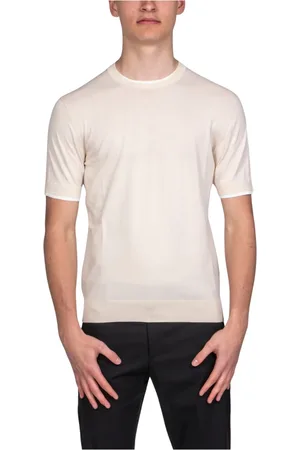 Paolo Pecora Strik, Herre, Hvid, M, Creme Hvid Crewneck Sweater