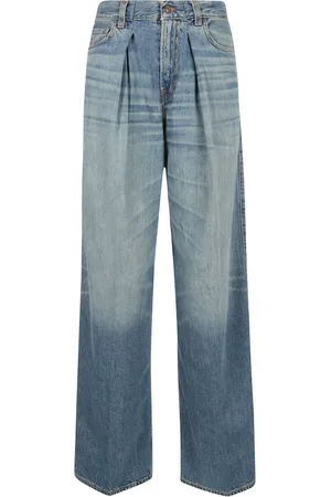 haikure Jeans, Dame, Blå, W26, Bomuld, Blå Tencel Bred Ben Bukser