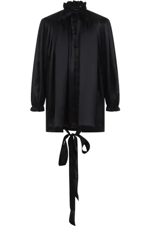 Balenciaga Bluser & Skjorter, Dame, Sort, XS, Uld, Silke Sort Skjorte Chic Stil