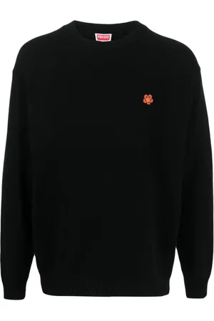 Kenzo Strik, Herre, Sort, 2XL, Uld, Sort Blomst Uld Jumper Sweater