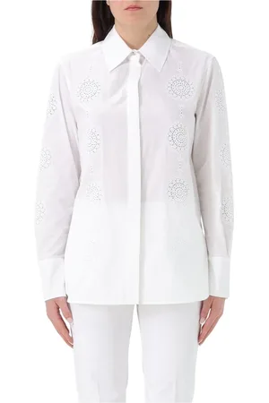 Max Mara Bluser & Skjorter, Dame, Hvid, L, Uld, Hvid Poplin Skjorte Elegant Stilfuld