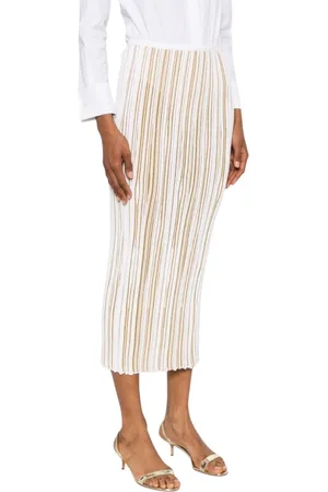 Giambattista Valli Nederdel, Dame, Hvid, S, Stribet Midi Striknederdel
