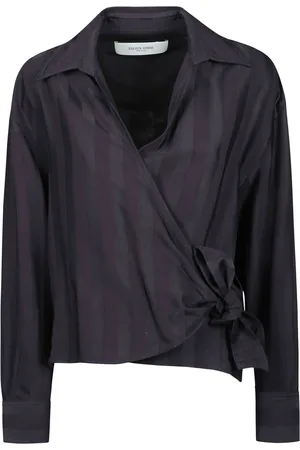 Golden Goose Bluser & Skjorter, Dame, Lilla, M, Bomuld, Stribet Wrap Skjorte Journey W