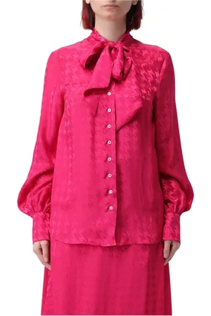 Msgm Bluser & Skjorter, Dame, Lyserød, XS, Uld, Fuchsia Slips Hals Bluse