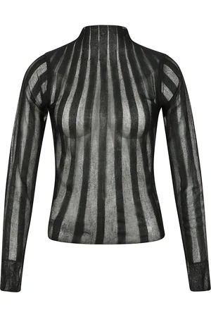 REMAIN Birger Christensen Top, Dame, Sort, S, Langærmet Semi-Gennemsigtig T-shirt