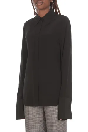 Sportmax Bluser & Skjorter, Dame, Sort, M, Sort Silke Kravebluse