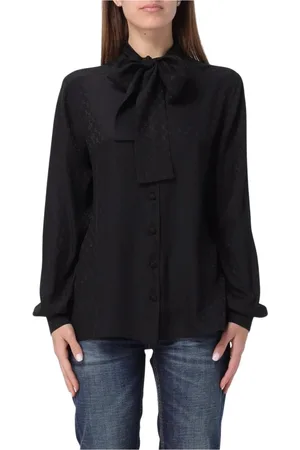 Palm Angels Bluser & Skjorter, Dame, Sort, XS, Sort Silke Sløjfe Bluse