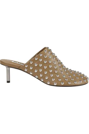 Jil Sander Sko, Dame, Brun, 36 EU, Læder, Nitter Khaki Læder Kitten Heel Mules