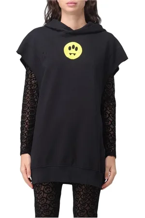 BARROW Sweathshirts & Hoodies, Dame, Sort, M, Bomuld, Grøn Distressed Ærmeløs Hættetrøje Sweater