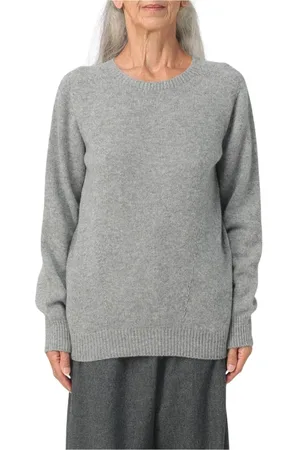 Emporio Armani Strik, Dame, Grå, L, Cashmere, Sort Cashmere Pullover Sweater