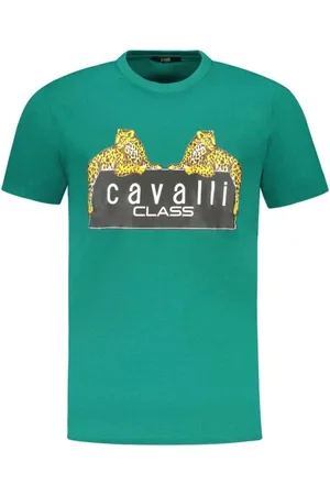 Roberto Cavalli Top, Herre, Grøn, M, Bomuld, Grøn Bomuld Minimalistisk T-shirt