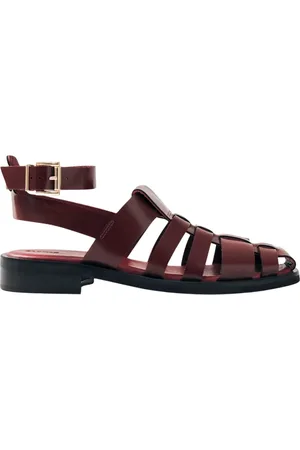 ALOHAS Sko, Dame, Rød, 38 EU, Læder, Perry Sleek Burgundy Læder Sandaler