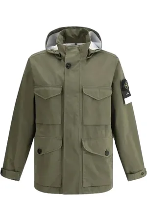 Stone Island Jakke, Herre, Grøn, M, Bomuld, Grønt overtøj til udendørs eventyr