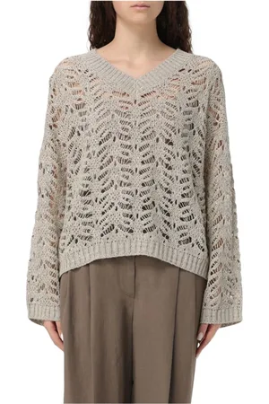 Brunello Cucinelli Strik, Dame, , S, V-Neck Cardigan Sweater