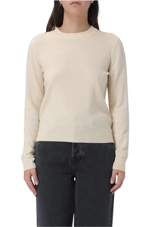 Ganni Strik, Dame, , S, Cashmere, Ivory Cashmere Crew Neck Sweater