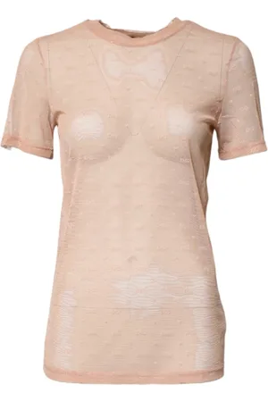 Dolce & Gabbana Top, Dame, , S, Nylon, Sheer Logo Monogram Crew Neck Top