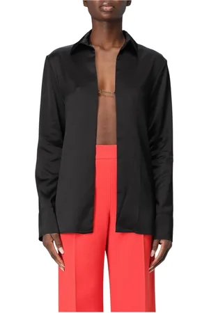Jacquemus Bluser & Skjorter, Dame, Sort, S, Satin, Elegant Satin Skjorte Leandra Stil