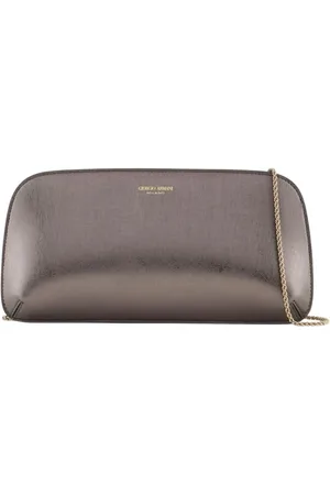 Giorgio Armani Taske, Dame, Grå, ONE SIZE, Læder, Grå Metallic Clutch Taske