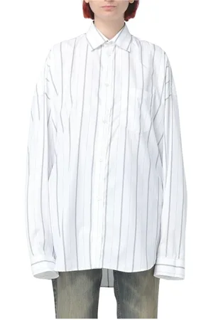 Balenciaga Bluser & Skjorter, Dame, Hvid, 2XS, Bomuld, Stribet Poplin Skjorte Elegant Stil