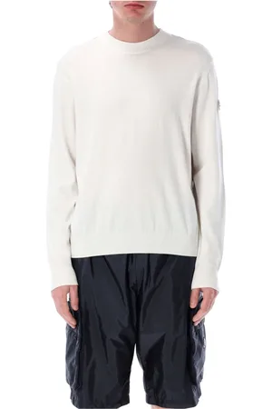 Moncler Strik, Herre, Hvid, L, Bomuld, Hvid Strikvarer Bomulds Jumper Rund Hals