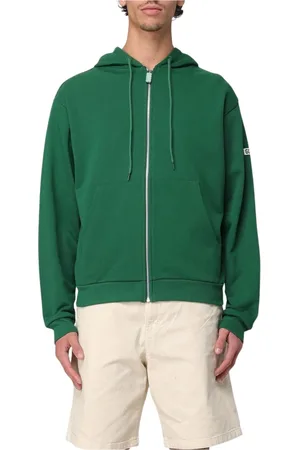 GCDS Sweathshirts & Hoodies, Herre, Grøn, S, Uld, Sort ZipUp Hoodie Løs Pasform