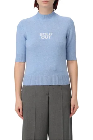Sportmax Strik, Dame, Blå, XS, Uld, Himmelblå Mock Neck Sweater