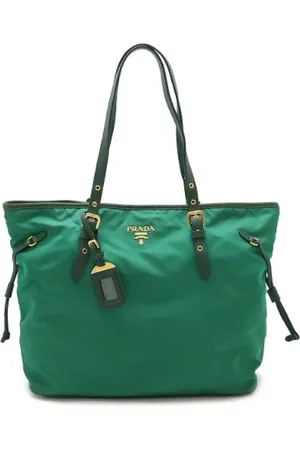 Prada Pre-owned, Dame, Grøn, ONE SIZE, Uld, Pre-owned Laeder totes