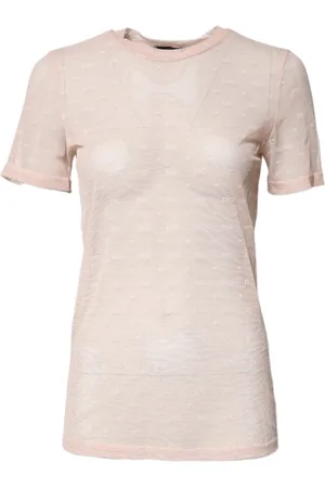 Dolce & Gabbana Top, Dame, , S, Nylon, Sheer Logo Monogram Crew Neck Top
