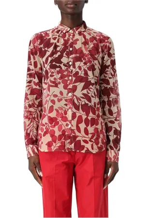 FORTE FORTE Bluser & Skjorter, Dame, Rød, XS, Bomuld, Rød Blomstret Skjorte med Knapper