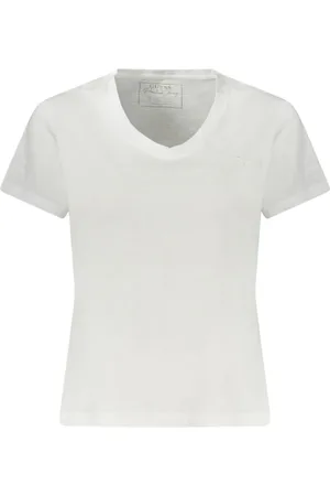Guess Top, Dame, Hvid, S, Bomuld, Hvid Bomuld Tee med V-Hals