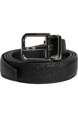 Dolce & Gabbana Tilbehør, Herre, Sort, 90 CM, Læder, Sort Læder Klassisk Metal Spænde Bælte