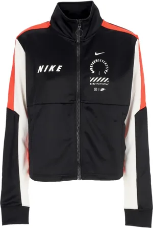 Nike Sweathshirts & Hoodies, Dame, Sort, M, Polyester, Kort Dame Track Top Sort/Rød/Hvid