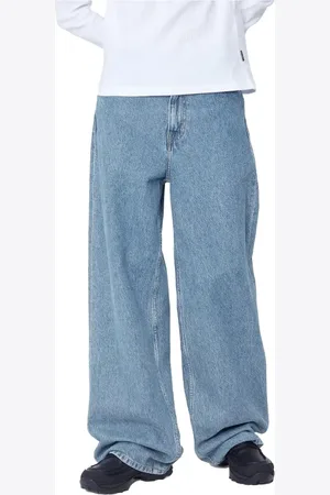 Carhartt Jeans, Dame, Blå, W27, Bomuld, Løstsiddende Brede Ben Jeans Blå