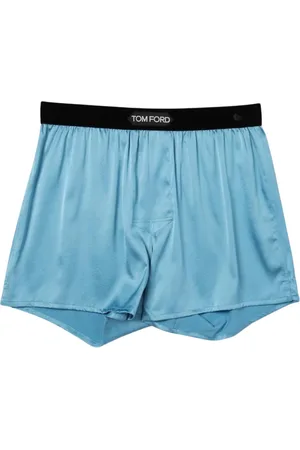 Tom Ford Undertøj, Herre, Blå, M, Luksuriøse Silke Boxershorts Nattøj