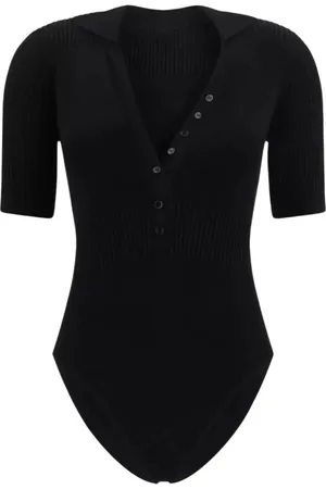 Jacquemus Top, Dame, Sort, S, Uld, Sort V-hals Body
